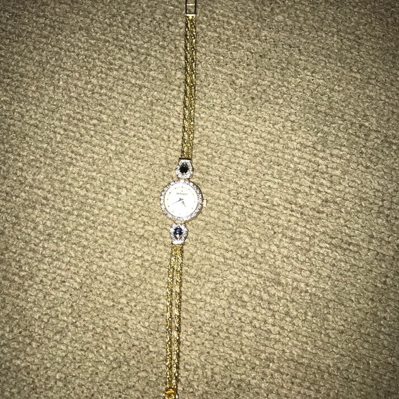 diamond sapphire gold watch - Picture 2 of 8